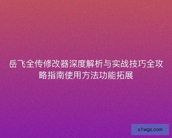岳飞全传修改器深度解析与实战技巧全攻略指南使用方法功能拓展