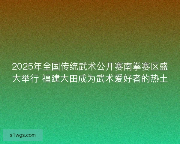 2025年全国传统武术公开赛南拳赛区盛大举行 福建大田成为武术爱好者的热土