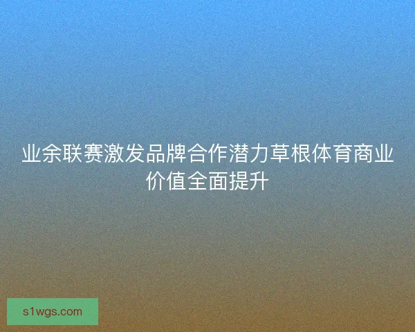 业余联赛激发品牌合作潜力草根体育商业价值全面提升 业余联赛激发品牌合作潜力草根体育商业价值全面提升